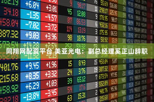 同翔网配资平台 美亚光电：副总经理奚正山辞职